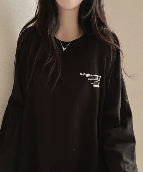 LETee(レティー)の「オーバーサイズ バックプリントロンT(Tシャツ/カットソー・レディース・ブルー/ブラック/ライトグレー/ホワイト・FREE)」の5枚目の写真