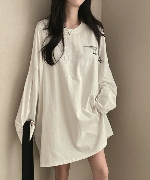 LETee(レティー)の「オーバーサイズ バックプリントロンT(Tシャツ/カットソー・レディース・ブルー/ブラック/ライトグレー/ホワイト・FREE)」の7枚目の写真