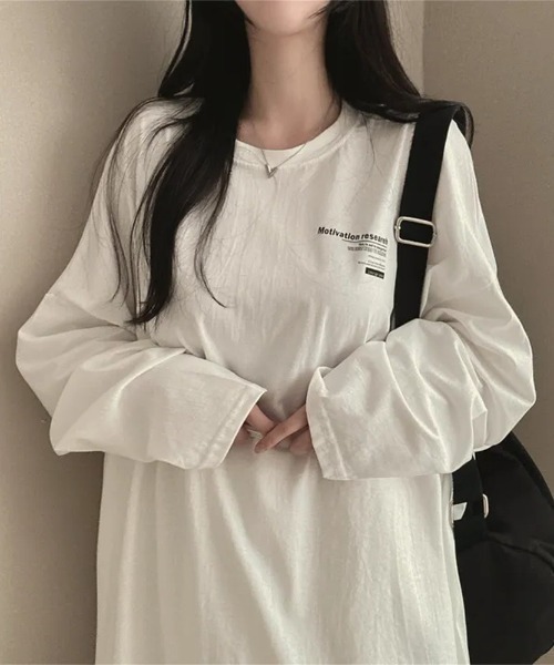 LETee(レティー)の「オーバーサイズ バックプリントロンT(Tシャツ/カットソー・レディース・ブルー/ブラック/ライトグレー/ホワイト・FREE)」の9枚目の写真