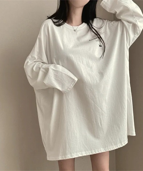 LETee(レティー)の「オーバーサイズ バックプリントロンT(Tシャツ/カットソー・レディース・ブルー/ブラック/ライトグレー/ホワイト・FREE)」の11枚目の写真