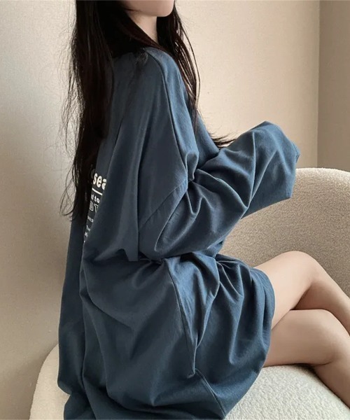 LETee(レティー)の「オーバーサイズ バックプリントロンT(Tシャツ/カットソー・レディース・ブルー/ブラック/ライトグレー/ホワイト・FREE)」の12枚目の写真