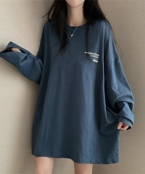 LETee(レティー)の「オーバーサイズ バックプリントロンT(Tシャツ/カットソー・レディース・ブルー/ブラック/ライトグレー/ホワイト・FREE)」の14枚目の写真