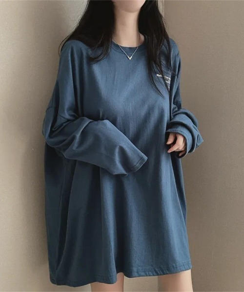 LETee(レティー)の「オーバーサイズ バックプリントロンT(Tシャツ/カットソー・レディース・ブルー/ブラック/ライトグレー/ホワイト・FREE)」の15枚目の写真