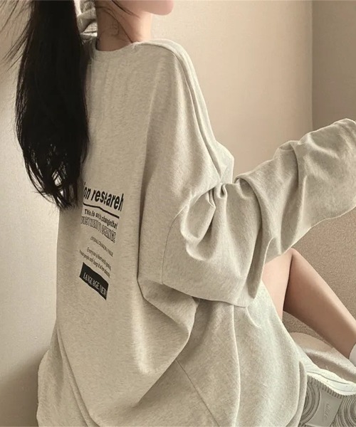 LETee(レティー)の「オーバーサイズ バックプリントロンT(Tシャツ/カットソー・レディース・ブルー/ブラック/ライトグレー/ホワイト・FREE)」の16枚目の写真