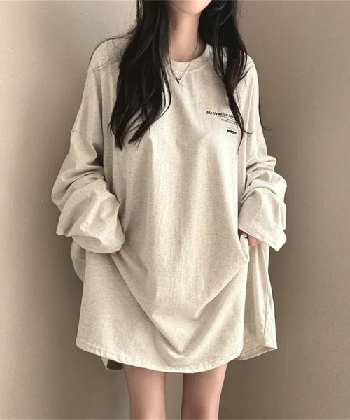 LETee(レティー)の「オーバーサイズ バックプリントロンT(Tシャツ/カットソー・レディース・ブルー/ブラック/ライトグレー/ホワイト・FREE)」の17枚目の写真