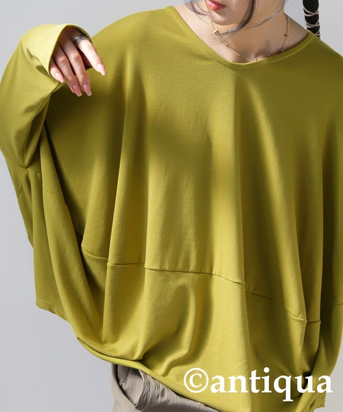 antiqua(アンティカ)の「ドレープデザイントップス(Tシャツ/カットソー・レディース・ライム/グレー/ブラック・ONESIZE)」の14枚目の写真