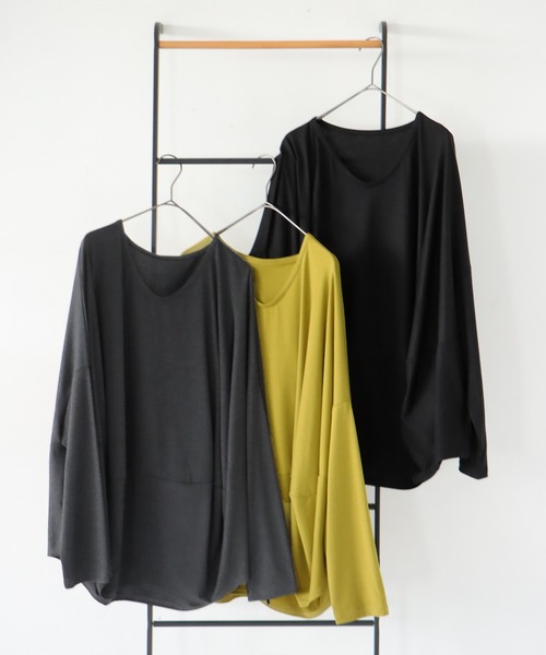 antiqua(アンティカ)の「ドレープデザイントップス(Tシャツ/カットソー・レディース・ライム/グレー/ブラック・ONESIZE)」の15枚目の写真