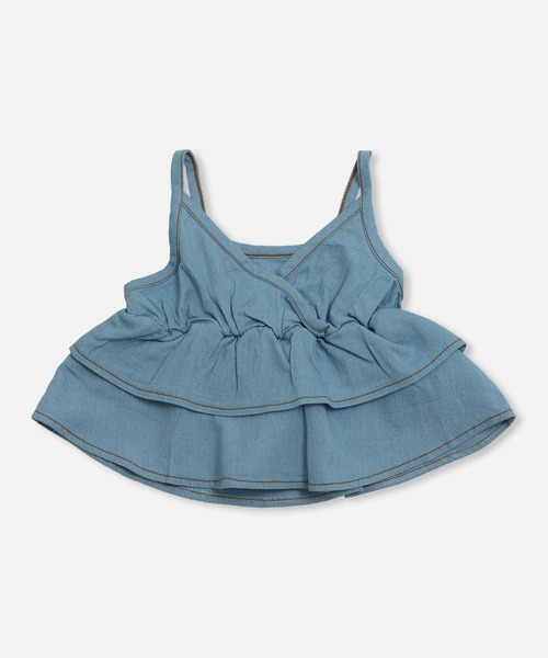 chil2（チルツー）の「ダンガリーティアードキャミソール（キャミソール・キッズ・ブルー/サックスブルー・130cm/120cm/150cm/140cm/110cm/100cm）」の20枚目の写真