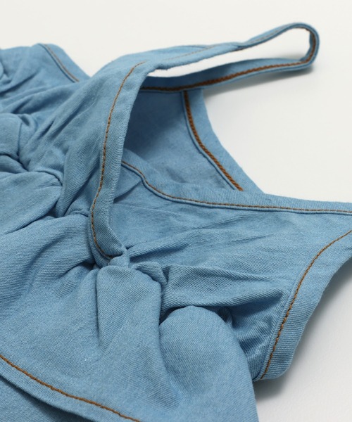 chil2（チルツー）の「ダンガリーティアードキャミソール（キャミソール・キッズ・ブルー/サックスブルー・130cm/120cm/150cm/140cm/110cm/100cm）」の22枚目の写真