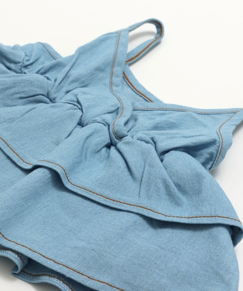 chil2（チルツー）の「ダンガリーティアードキャミソール（キャミソール・キッズ・ブルー/サックスブルー・130cm/120cm/150cm/140cm/110cm/100cm）」の5枚目の写真