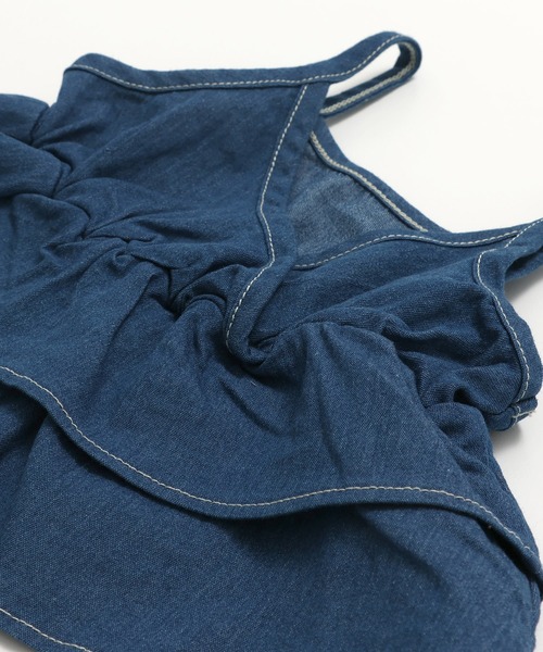 chil2（チルツー）の「ダンガリーティアードキャミソール（キャミソール・キッズ・ブルー/サックスブルー・130cm/120cm/150cm/140cm/110cm/100cm）」の6枚目の写真