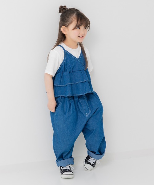 chil2（チルツー）の「ダンガリーティアードキャミソール（キャミソール・キッズ・ブルー/サックスブルー・130cm/120cm/150cm/140cm/110cm/100cm）」の7枚目の写真