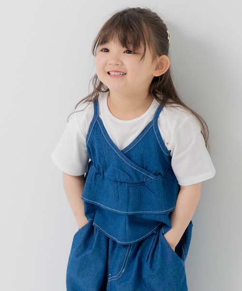 chil2（チルツー）の「ダンガリーティアードキャミソール（キャミソール・キッズ・ブルー/サックスブルー・130cm/120cm/150cm/140cm/110cm/100cm）」の8枚目の写真
