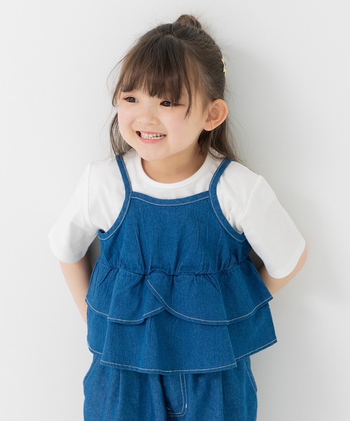 chil2（チルツー）の「ダンガリーティアードキャミソール（キャミソール・キッズ・ブルー/サックスブルー・130cm/120cm/150cm/140cm/110cm/100cm）」の11枚目の写真
