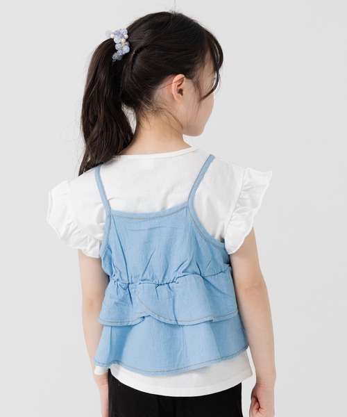 chil2（チルツー）の「ダンガリーティアードキャミソール（キャミソール・キッズ・ブルー/サックスブルー・130cm/120cm/150cm/140cm/110cm/100cm）」の14枚目の写真