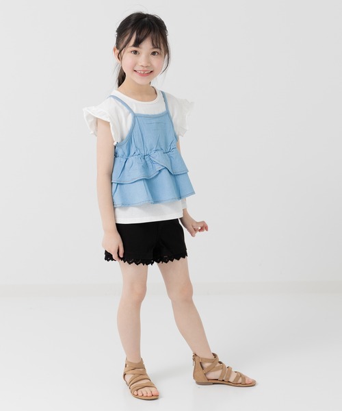 chil2（チルツー）の「ダンガリーティアードキャミソール（キャミソール・キッズ・ブルー/サックスブルー・130cm/120cm/150cm/140cm/110cm/100cm）」の15枚目の写真