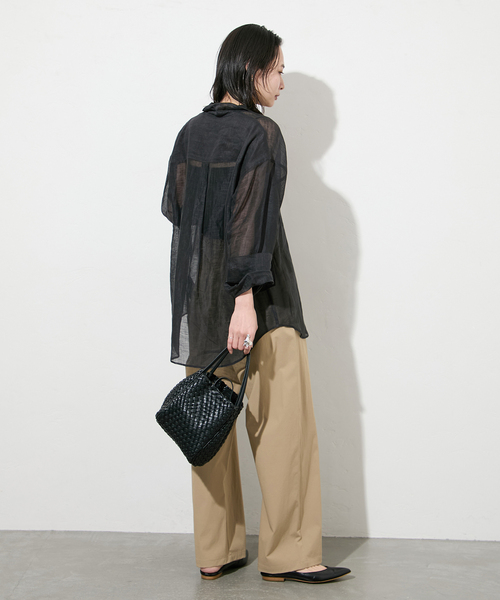 JOURNAL STANDARD（ジャーナルスタンダード）の「《追加2》【撥水/接触冷感/洗える/UVカット】リネンナイロンストレッチワイドパンツ（その他パンツ・レディース・サックスブルー/ベージュ系その他/グレー/ブラック・34/36/38/40）」の16枚目の写真