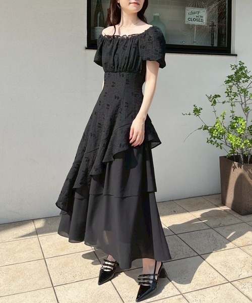 イレヘムティアードロングワンピース Black collection】イレヘムティアードロングワンピース