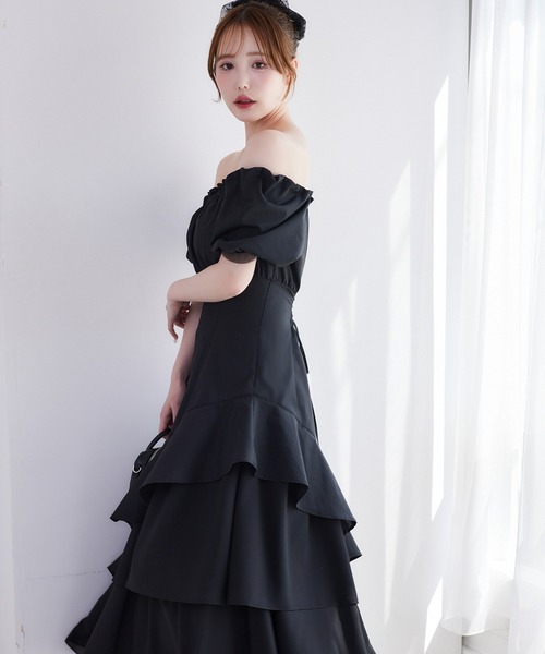 one after another NICE CLAUP（ワンアフターアナザーナイスクラップ）の「【新色追加！】イレヘムティアードロングワンピース（ワンピース・レディース・ブラック/ブラック系その他/ホワイト系その他/ブラック系その他2/ホワイト系その他2/チェック・FREE）」の16枚目の写真