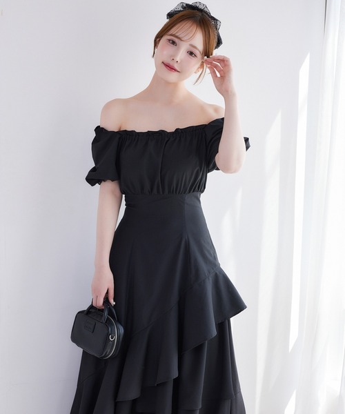 one after another NICE CLAUP（ワンアフターアナザーナイスクラップ）の「【新色追加！】イレヘムティアードロングワンピース（ワンピース・レディース・ブラック/ブラック系その他/ホワイト系その他/ブラック系その他2/ホワイト系その他2/チェック・FREE）」の15枚目の写真