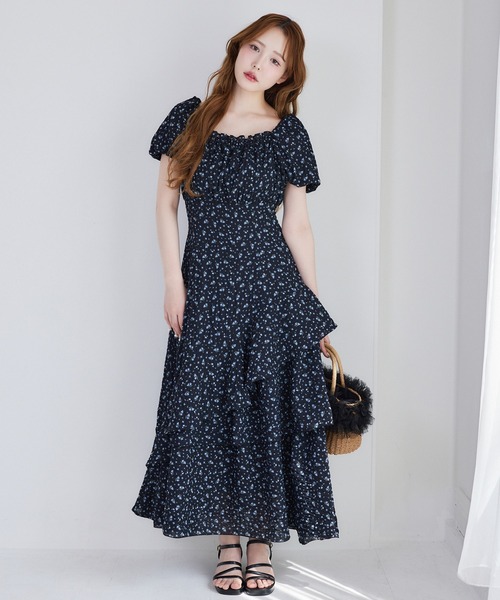 one after another NICE CLAUP（ワンアフターアナザーナイスクラップ）の「【新色追加！】イレヘムティアードロングワンピース（ワンピース・レディース・ブラック/ブラック系その他/ホワイト系その他/ブラック系その他2/ホワイト系その他2/チェック・FREE）」の19枚目の写真