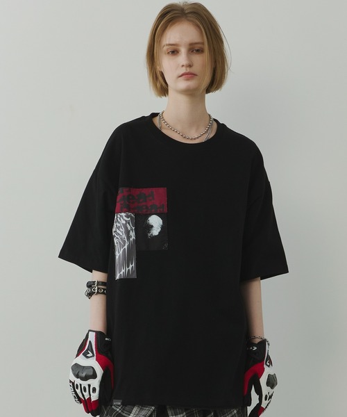 AIVER（アイバー）の「AIVER　カットオフパッチS/S TEE（Tシャツ/カットソー・メンズ・ホワイト/ブラック・MEDIUM/LARGE/SMALL）」の2枚目の写真