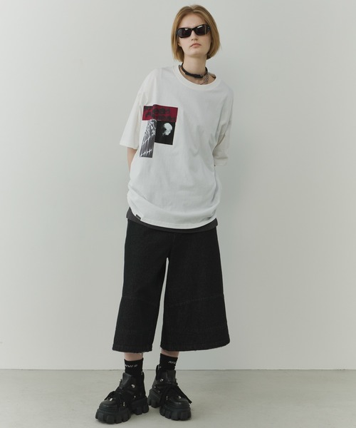 AIVER（アイバー）の「AIVER　カットオフパッチS/S TEE（Tシャツ/カットソー・メンズ・ホワイト/ブラック・MEDIUM/LARGE/SMALL）」の6枚目の写真