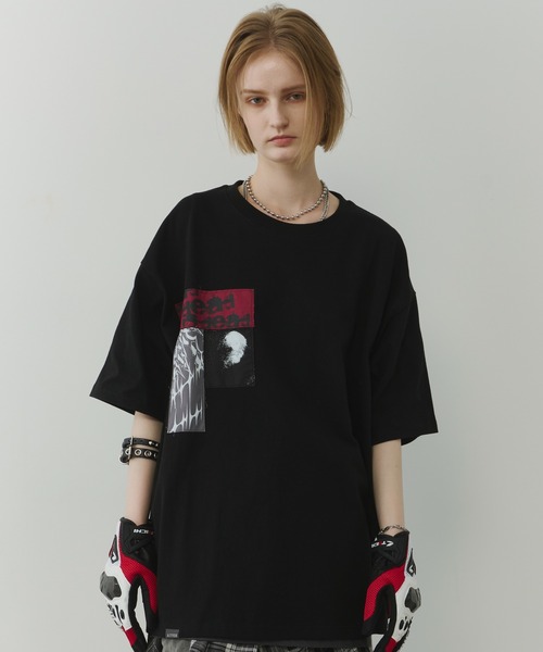 AIVER（アイバー）の「AIVER　カットオフパッチS/S TEE（Tシャツ/カットソー・メンズ・ホワイト/ブラック・MEDIUM/LARGE/SMALL）」の5枚目の写真