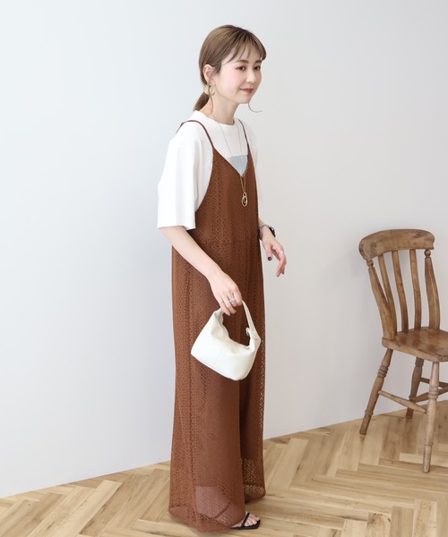 AMERICAN HOLIC（アメリカンホリック）の「レースキャミサロペット（サロペット/オーバーオール・レディース・ブラウン/ブラック/アイボリー・M/L）」の3枚目の写真