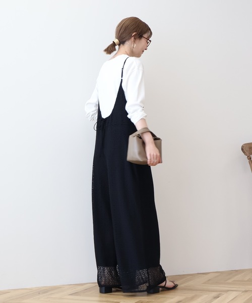 AMERICAN HOLIC（アメリカンホリック）の「レースキャミサロペット（サロペット/オーバーオール・レディース・ブラウン/ブラック/アイボリー・M/L）」の4枚目の写真