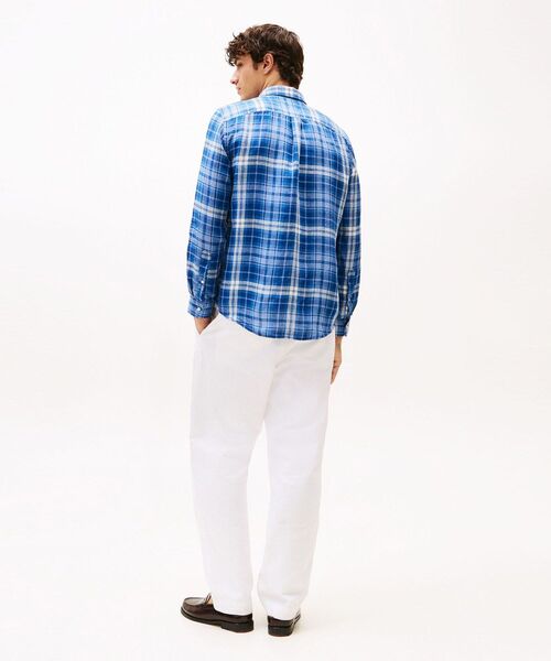 セール】リネンミディアムチェックリラックスフィットシャツ（シャツ