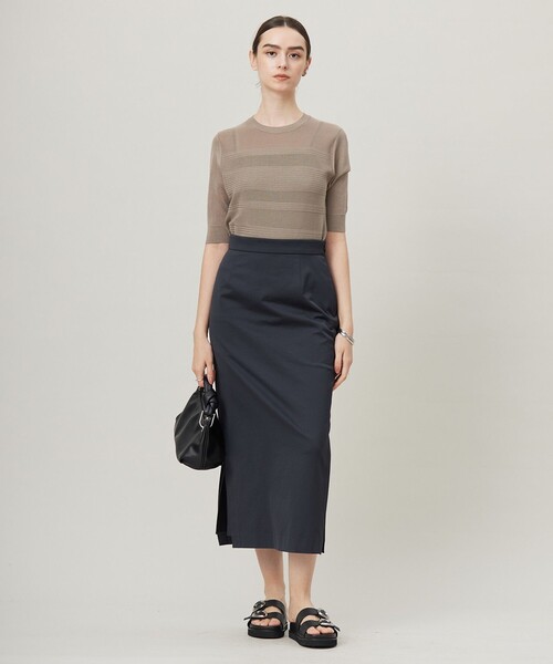 【新品】ICB シェルタリングドライサテン タイトスカート　アイシービー セール】シェルタリングドライサテン タイトスカート（スカート）｜ICB