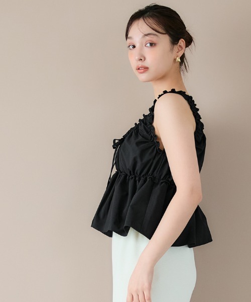 coca(coca)(コカ)の「【WEB限定セール】ドットギャザーブラウス(シャツ/ブラウス・レディース・ドット/ブラック・M/L)」の4枚目の写真