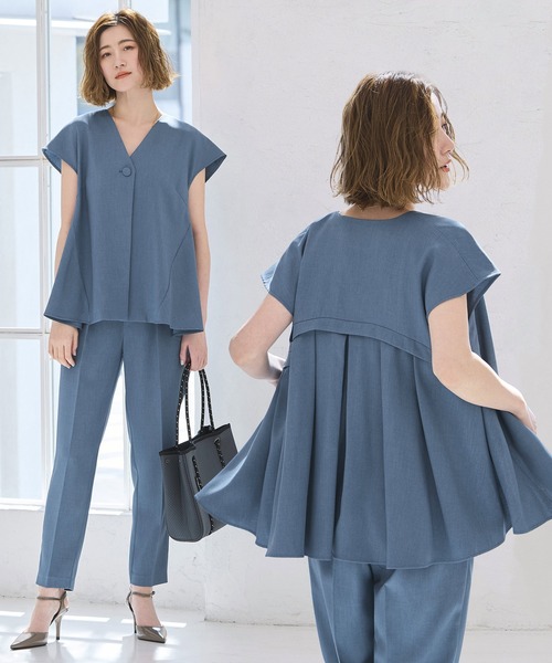 セール】洗える ストレッチ ｜ バック ペプラム ジレ ＆ テーパード