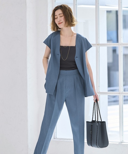 セール】洗える ストレッチ | バック ペプラム ジレ セール】洗える ストレッチ | バック ペプラム ジレ