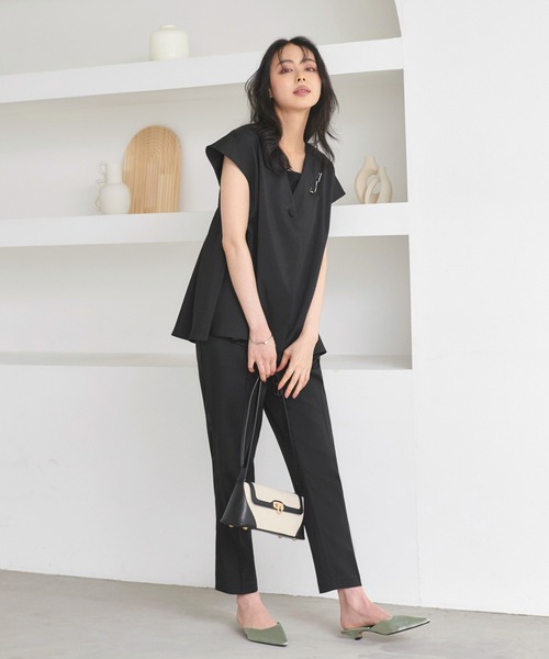 セール】洗える ストレッチ ｜ バック ペプラム ジレ ＆ テーパード