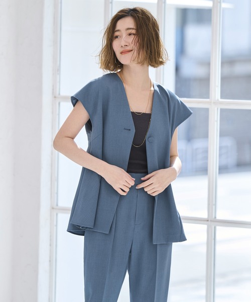 極美品　STUMBLY セットアップ　バックペプラムジレワイドフレアパンツ 楽天市場】セットアップ レディース ベスト ジレ ノースリーブ 上下