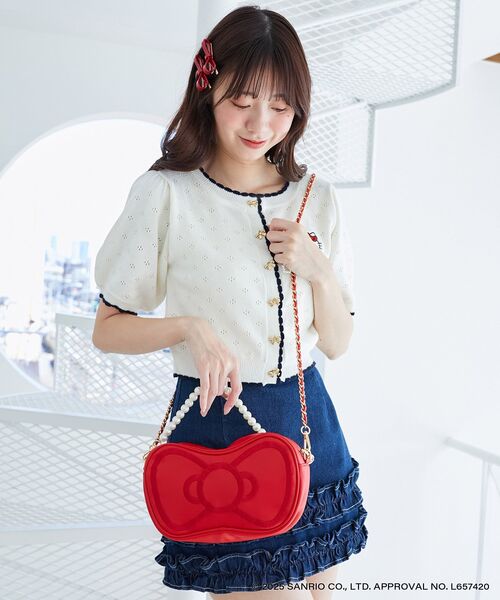 MAJESTIC LEGON(マジェスティックレゴン)の「ハローキティ リボンチェーンバッグ(ショルダーバッグ・レディース・レッド・FREE)」の8枚目の写真