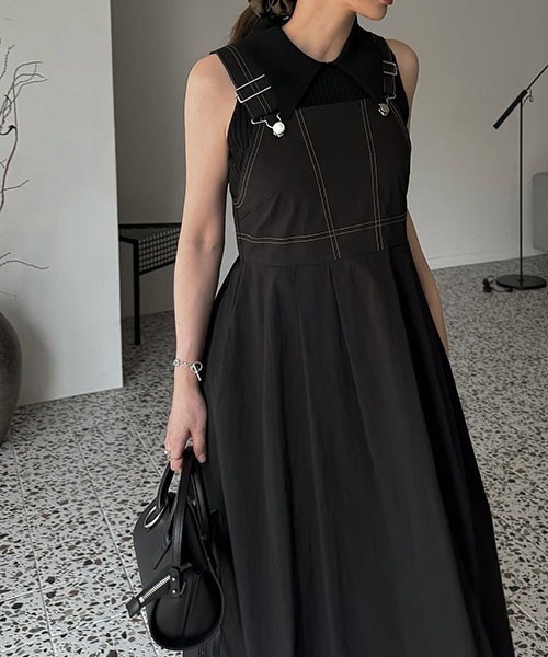 WILLFULLY（ウィルフリー）の「bi color stitch work suspenders OP