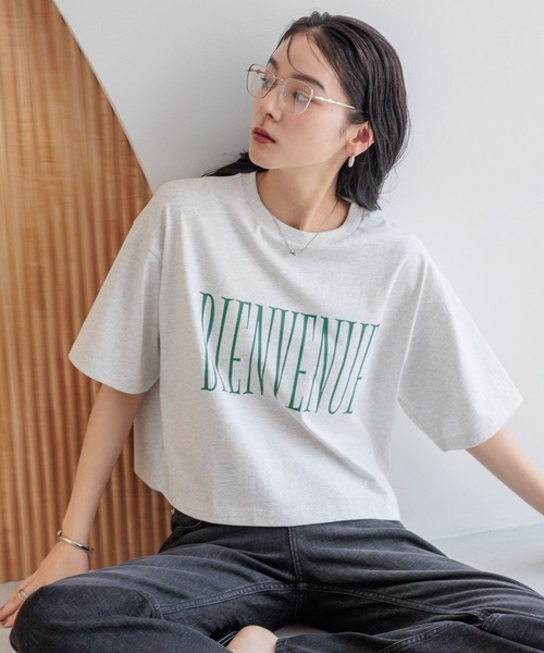 LOWRYS FARM（ローリーズファーム）の「ショートロゴＰＴＳＳ 320636（Tシャツ/カットソー・レディース・グレー/オフホワイト/ブラック/イエロー/レッド/チャコールグレー・FREE）」の7枚目の写真
