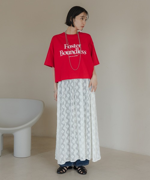 LOWRYS FARM（ローリーズファーム）の「ショートロゴＰＴＳＳ 320636（Tシャツ/カットソー・レディース・グレー/オフホワイト/ブラック/イエロー/レッド/チャコールグレー・FREE）」の12枚目の写真