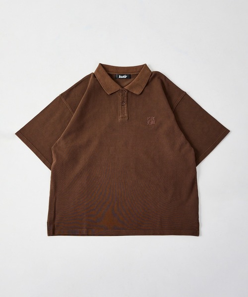 kutir(クティール)の「ASSORTED MOSS STITCH POLO SHIRT/アソート鹿の子ポロシャツ(ポロシャツ・メンズ・アイボリー/ブラック/グレー/レッド/ブラウン/ネイビー/ブラック系/ネイビー系/ブラウン系/レッド系・LARGE/MEDIUM)」の6枚目の写真