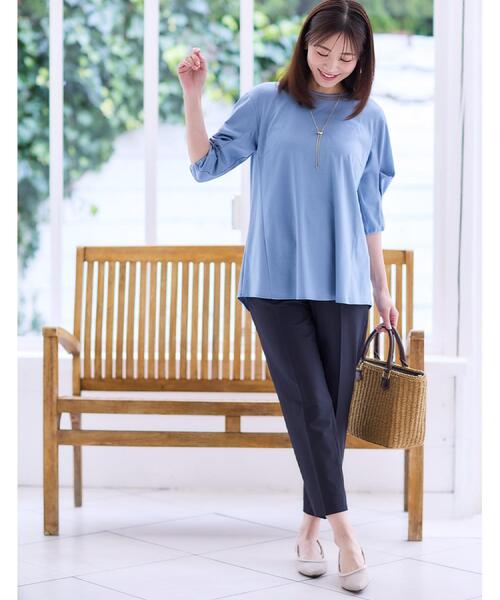 【夏SALE／接触冷感／洗える】六分袖ジャージプルオーバー セール】【夏SALE／接触冷感／洗える】六分袖ジャージプル
