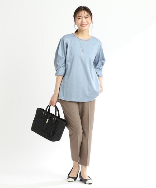 Reflect(リフレクト)の「【腰周りカバー】すっきり見えAラインカットソー(Tシャツ/カットソー・レディース・ライトブルー/サンドベージュ/ライトパープル/ネイビー/オフホワイト・05/07/13/15 /17/11/09)」の20枚目の写真