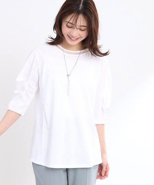 Reflect(リフレクト)の「【腰周りカバー】すっきり見えAラインカットソー(Tシャツ/カットソー・レディース・ライトブルー/サンドベージュ/ライトパープル/ネイビー/オフホワイト・05/07/13/15 /17/11/09)」の21枚目の写真