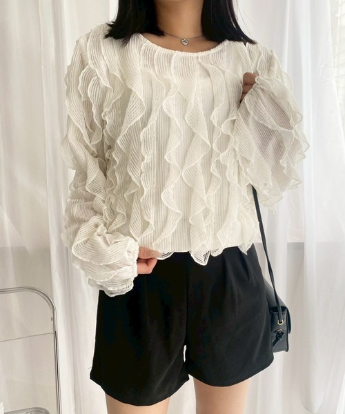 merrylatte(メリーラテ)の「ウェーブシアーカットトップス(シャツ/ブラウス・レディース・ホワイト・FREE)」の14枚目の写真