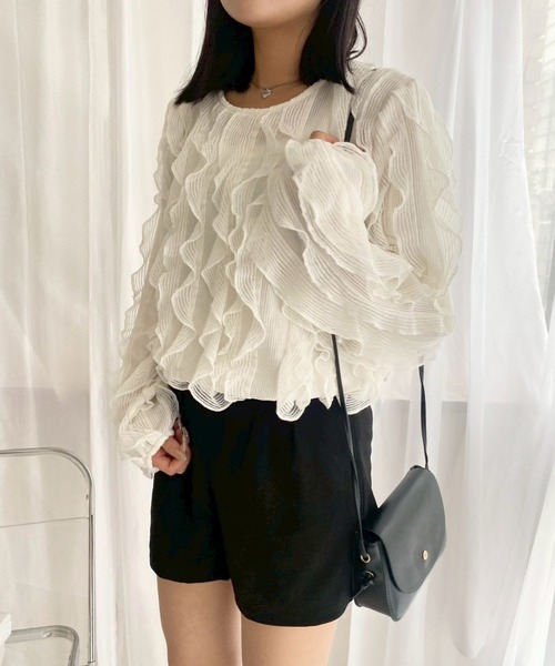 merrylatte(メリーラテ)の「ウェーブシアーカットトップス(シャツ/ブラウス・レディース・ホワイト・FREE)」の16枚目の写真