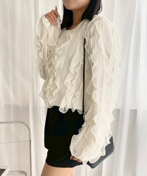 merrylatte(メリーラテ)の「ウェーブシアーカットトップス(シャツ/ブラウス・レディース・ホワイト・FREE)」の18枚目の写真