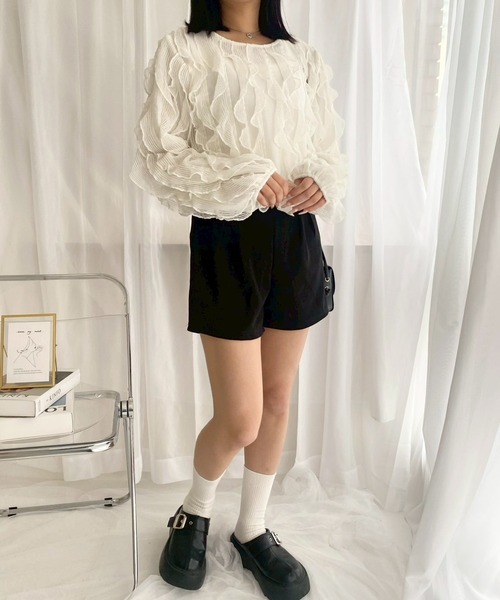 merrylatte(メリーラテ)の「ウェーブシアーカットトップス(シャツ/ブラウス・レディース・ホワイト・FREE)」の19枚目の写真