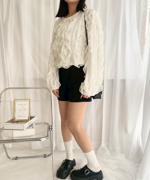 merrylatte(メリーラテ)の「ウェーブシアーカットトップス(シャツ/ブラウス・レディース・ホワイト・FREE)」の21枚目の写真